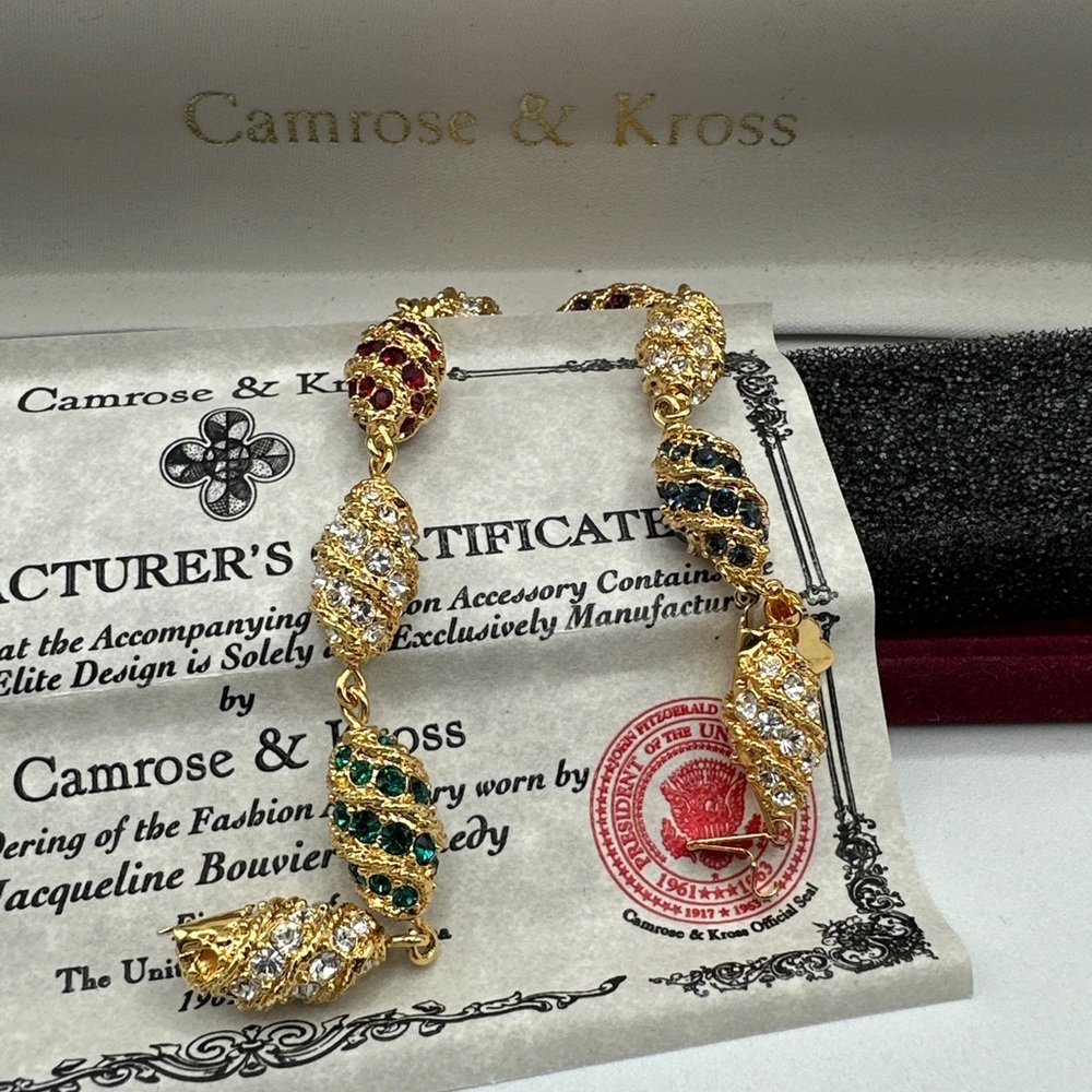 Vintage New Camrose & Kross JBK‎ Jackie Kennedy ROYAL EGG Bracelet #490